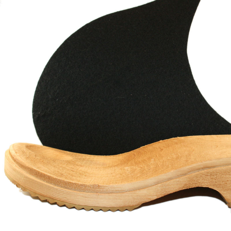 Tessa Traditional Heel Black Felt Wool Clog