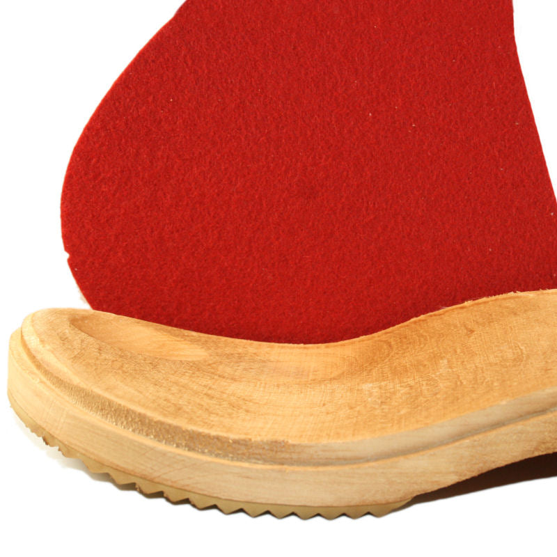 Dark Red Felt Wool Traditional Heel Tessa Clog