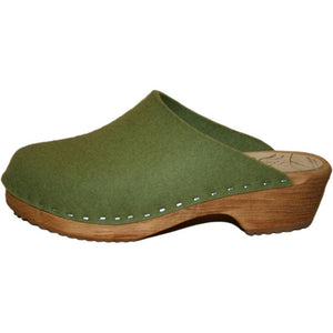 Traditional Heel Felt Wool in Olive Green Tessa Clog