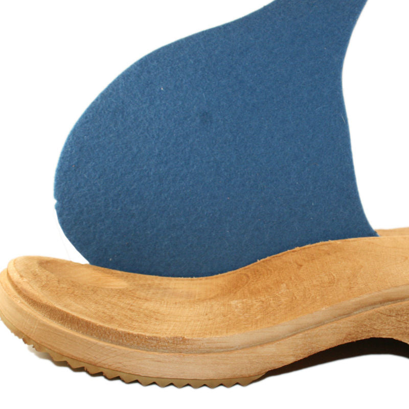 Traditional Heel Tessa Clog in Wedgewood Blue Felt Wool