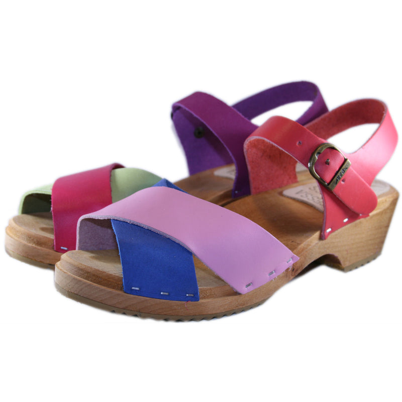 Traditional Heel Joy Sandal in Multi Colored Leather