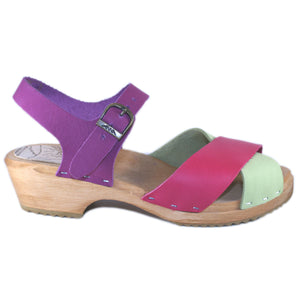 Traditional Heel Joy Sandal in Multi Colored Leather