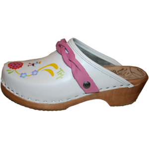 Hand painted clogs with Braided Hot Pink Strap