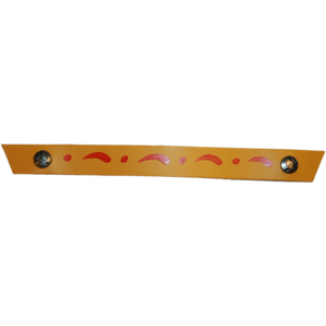 Narrow Yellow with Orange Scroll Hand Painted Snap Strap