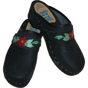 Traditional Heel Black Oil with Handpainted Christmas Strap