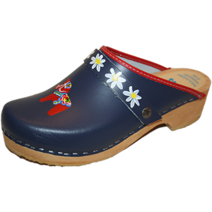 Traditional Heel Blue Dala Horse Tessa Clogs Swedish Clog Cabin
