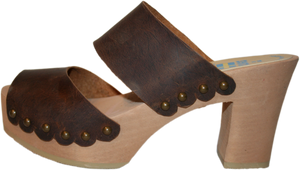 Ultimate High Two Strap Sandal in Brown Leather 