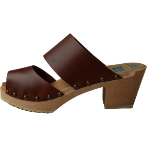 Brown Vegetable Tanned Leather Two Strap Sandals