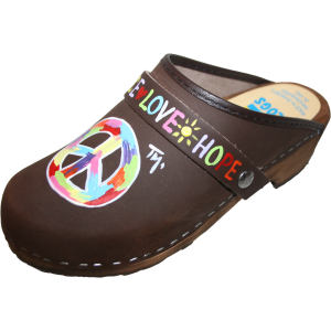 Traditional Heel Brown Oil Peace Sign