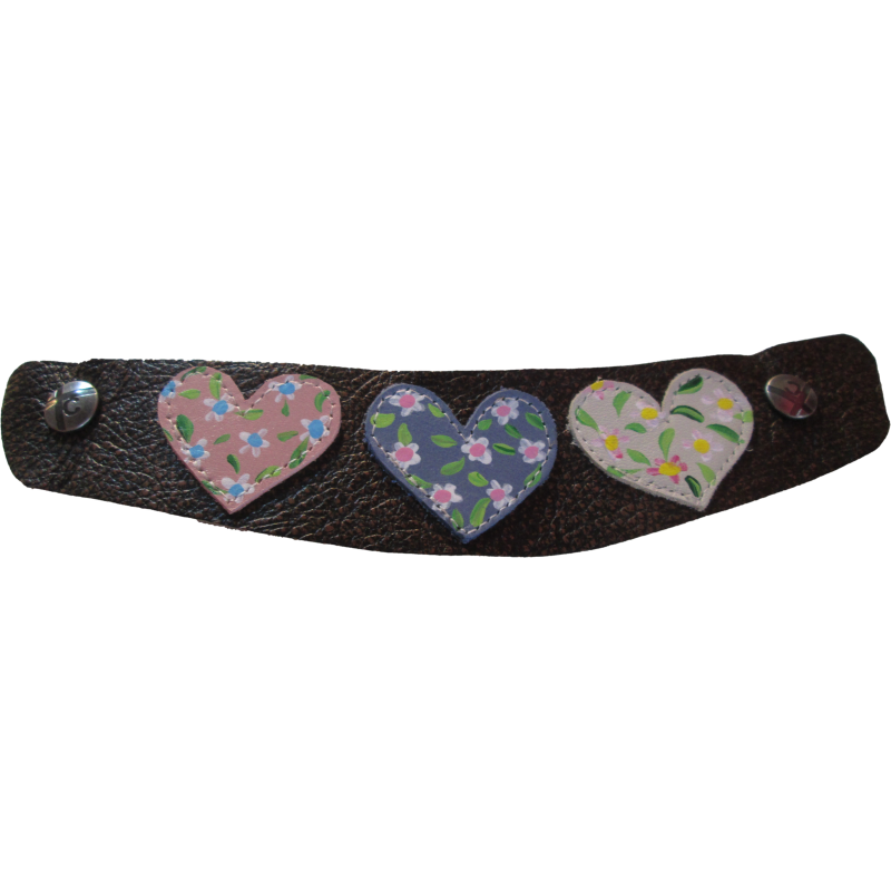 Brown Painted Hearts Snap Strap