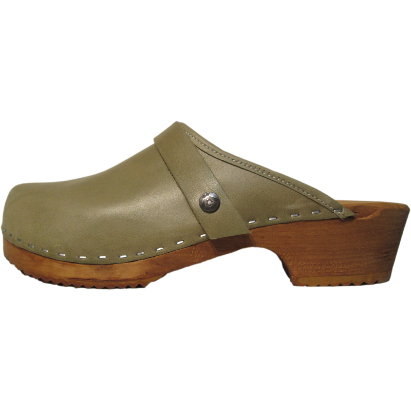 sage green clog, green clog, traditional heel clog