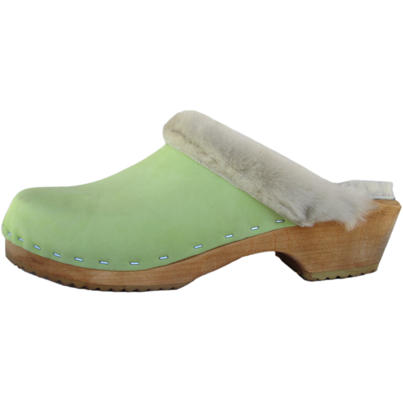 Traditional Heel Lime Green Nubuck Shearling