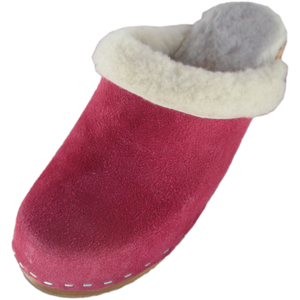 Traditional Heel Berry Suede Shearling