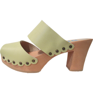 Pistachio Lizard Ultimate High Sandal with Scalloped Edge