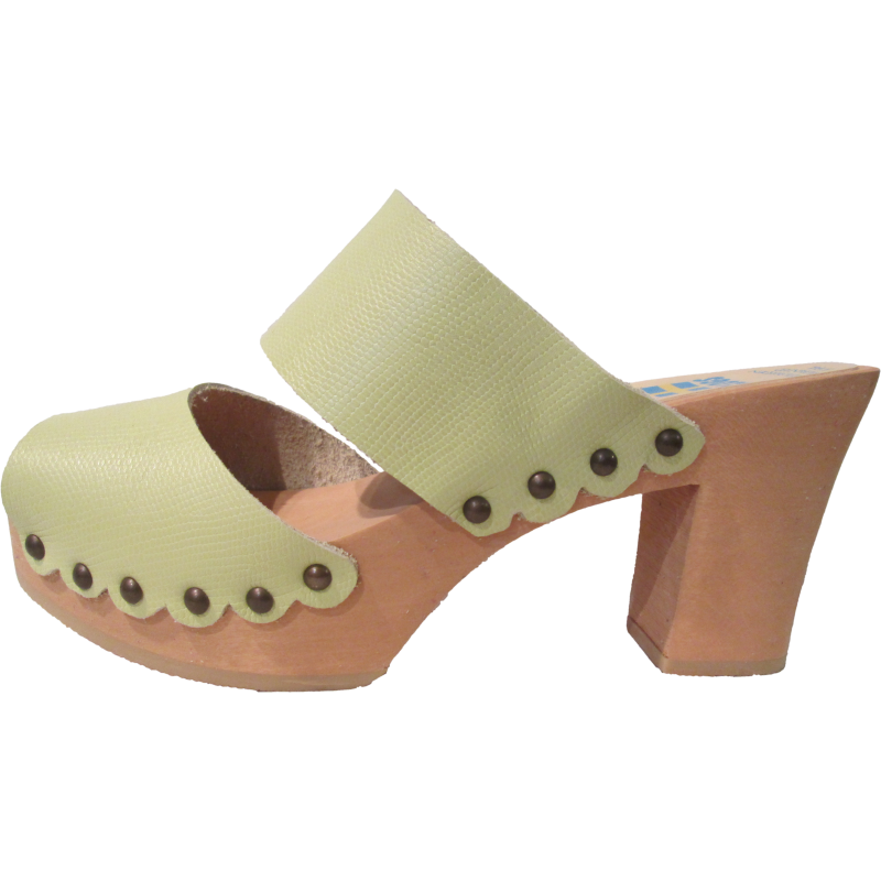 Pistachio Lizard Ultimate High Sandal with Scalloped Edge